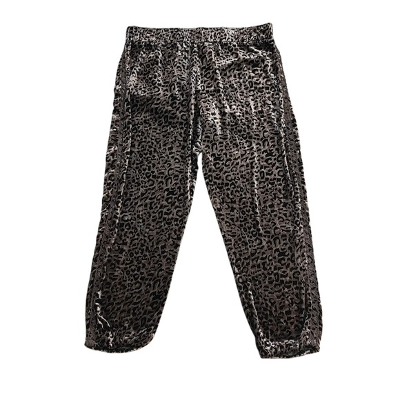 Johnny Was Pants - JW Los Angeles Johnny Was Gray Leopard Velvet Silk Blend Jogger Pants Boho Large